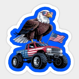 Monster truck bald eagle usa independence day celebration 4th of july Sticker
